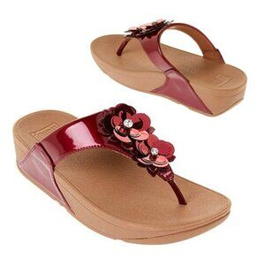 Fitflop Lulu Wildflower Toe Post Sandals Size 9 Candy Apply Red Flower Comfort